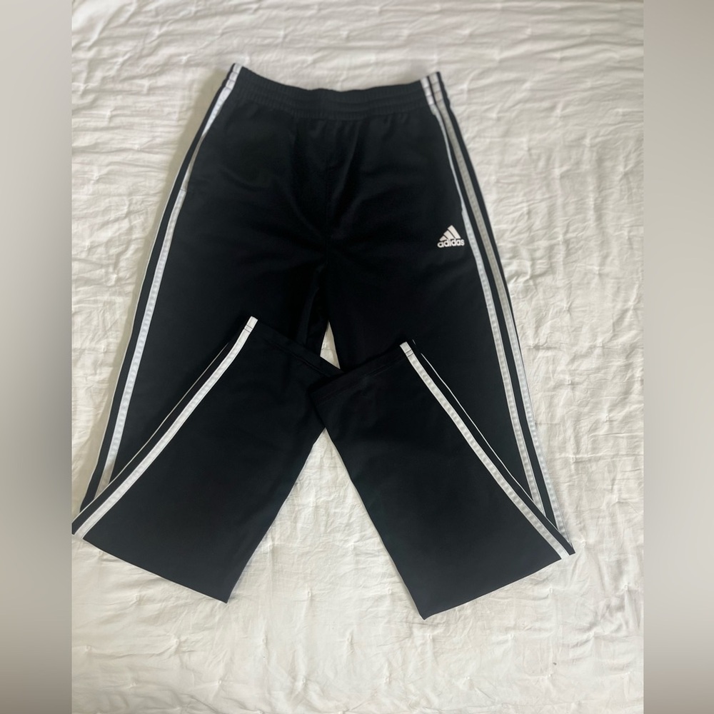 Adidas Black and White Sweatpants with Stripes
